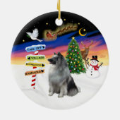 Kerstbord - Keeshond #1 Keramisch Ornament (Achterkant)