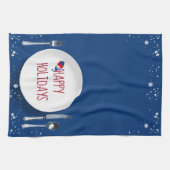 Kerstbord Met Sneeuwman Keukenhanddoek (Horizontaal)