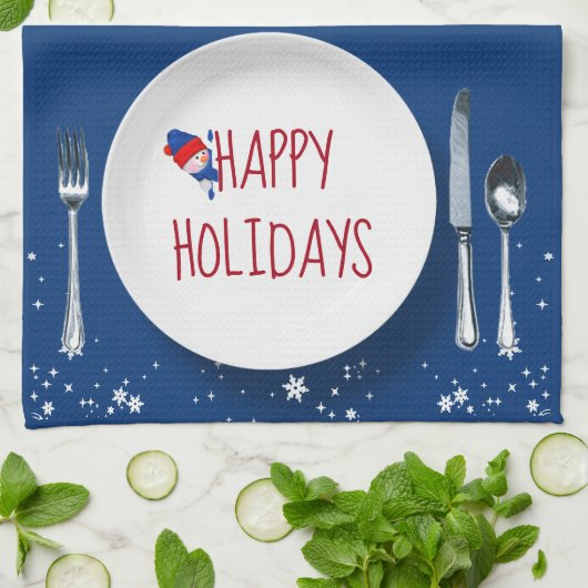 kerstBord met Snowman Kitchen Towel Theedoek (Gevouwen)