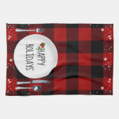 Kerstbord op keukenhanddoek met Buffalo geruite mo (Horizontaal)