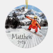 kerstbord Snowboarding persoonlijke Keramisch Ornament (Voorkant)