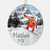 kerstbord Snowboarding persoonlijke Keramisch Ornament (Links)