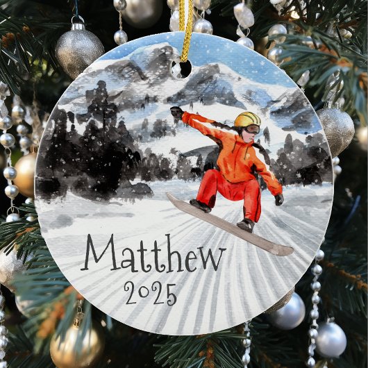 kerstbord Snowboarding persoonlijke Keramisch Ornament