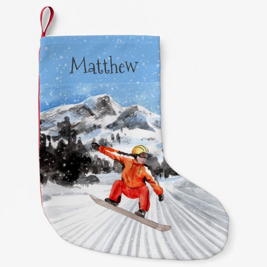 kerstbord Snowboarding persoonlijke Kleine Kerstsok (Voorkant)