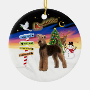 Kerstborden - Airedale (staand) Keramisch Ornament