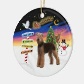 Kerstborden - Airedale (staand) Keramisch Ornament (Links)