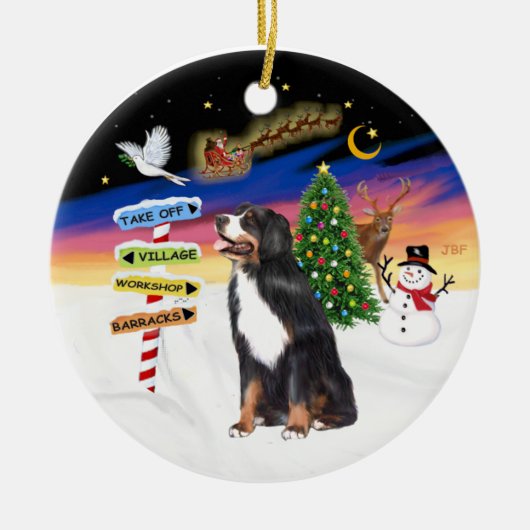 Kerstborden - Berner Sennenhond Keramisch Ornament (Voorkant)