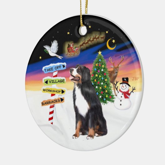 Kerstborden - Berner Sennenhond Keramisch Ornament (Links)
