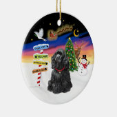 Kerstborden - Black Cocker Spaniel Keramisch Ornament (Rechts)