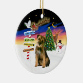 Kerstborden - Border Terrier Keramisch Ornament (Rechts)
