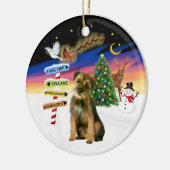 Kerstborden - Border Terrier Keramisch Ornament (Links)