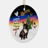 Kerstborden - Brindle Franse Bulldog Keramisch Ornament (Rechts)