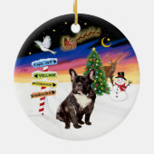Kerstborden - Brindle Franse Bulldog Keramisch Ornament (Achterkant)