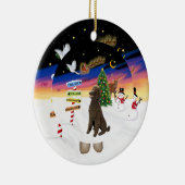 Kerstborden - Chocolade Standaard Poedel Keramisch Ornament (Rechts)