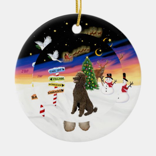 Kerstborden - Chocolade Standaardpoedel Keramisch Ornament (Voorkant)