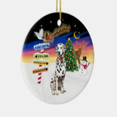Kerstborden - Dalmatisch - rode halsband Keramisch Ornament (Rechts)