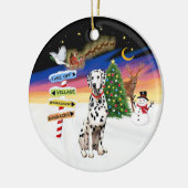 Kerstborden - Dalmatisch - rode halsband Keramisch Ornament (Links)