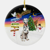 Kerstborden - Dalmatisch - rode halsband Keramisch Ornament (Achterkant)