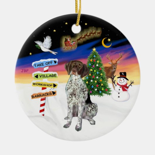 Kerstborden - Duitse Staande Pointer Keramisch Ornament (Voorkant)