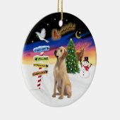 Kerstborden - Gele Labrador Keramisch Ornament (Rechts)