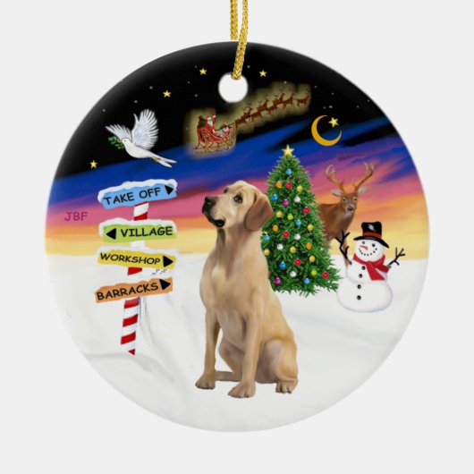 Kerstborden - Gele Labrador Keramisch Ornament (Voorkant)