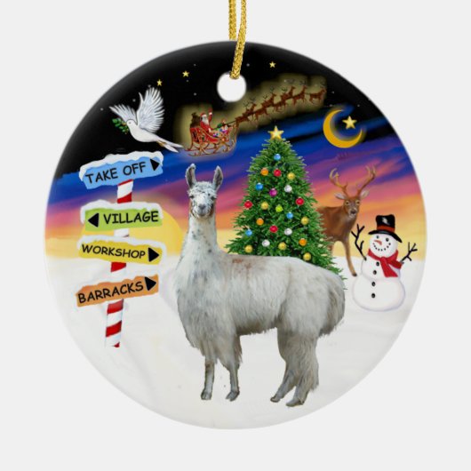 Kerstborden - Lama 12 Keramisch Ornament (Voorkant)