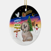 Kerstborden - Lhasa Apso (L) Keramisch Ornament (Rechts)