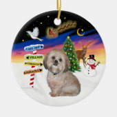 Kerstborden - Lhasa Apso (L) Keramisch Ornament (Voorkant)
