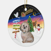 Kerstborden - Lhasa Apso (L) Keramisch Ornament (Links)