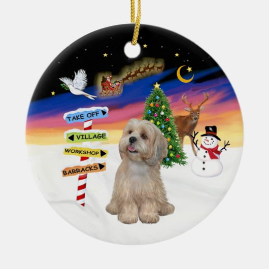 Kerstborden - Lhasa Apso (R2) Keramisch Ornament (Voorkant)