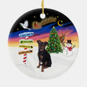 Kerstborden - Miniatuur Pinscher (natuurlijk) Keramisch Ornament (Achterkant)