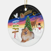 Kerstborden - Pomeranian #4 Keramisch Ornament (Links)