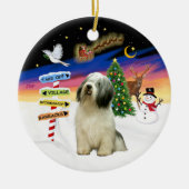 Kerstborden - Poolse Lowland Sheepdog Keramisch Ornament (Voorkant)