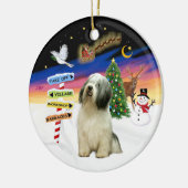 Kerstborden - Poolse Lowland Sheepdog Keramisch Ornament (Links)