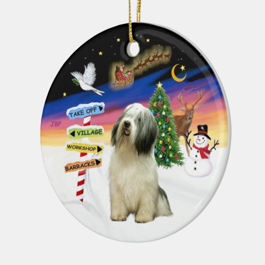 Kerstborden - Poolse Lowland Sheepdog Keramisch Ornament (Links)