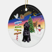 Kerstborden - Portugese Waterhond (SIT) Keramisch Ornament (Links)