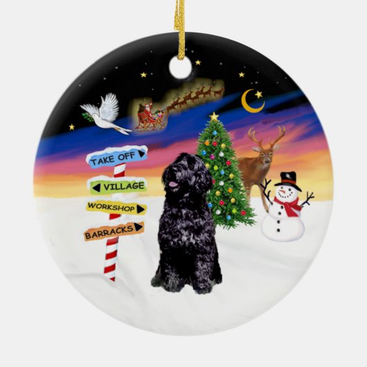 Kerstborden - Portugese Waterhond (SIT) Keramisch Ornament (Achterkant)