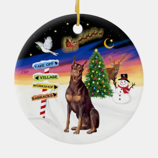 Kerstborden - Red Doberman Keramisch Ornament (Achterkant)