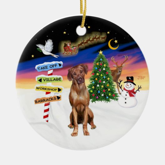 Kerstborden - Rhodesian Ridgeback Keramisch Ornament (Voorkant)