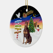 Kerstborden - Rode Dobermann Keramisch Ornament (Rechts)