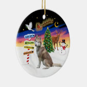 Kerstborden - Rode Siberische Husky Keramisch Ornament (Rechts)