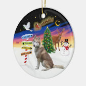 Kerstborden - Rode Siberische Husky Keramisch Ornament (Links)