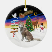 Kerstborden - Rode Siberische Husky Keramisch Ornament (Achterkant)