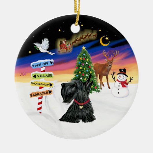 Kerstborden - Schotse Terrier #12 Keramisch Ornament (Voorkant)
