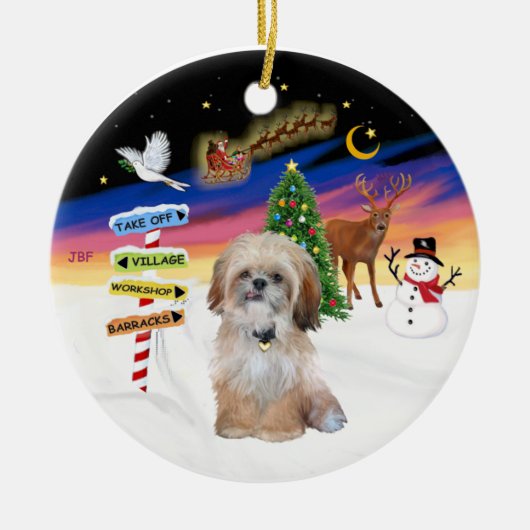 Kerstborden - Shih Tzu (P) Keramisch Ornament (Voorkant)