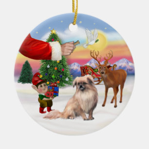Kerstborden - Tibetaanse Spaniel Keramisch Ornament