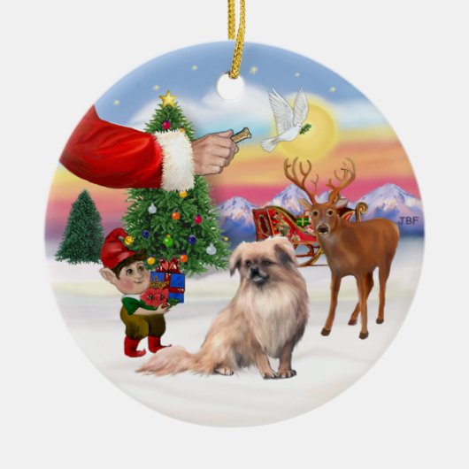 Kerstborden - Tibetaanse Spaniel Keramisch Ornament (Voorkant)