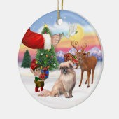 Kerstborden - Tibetaanse Spaniel Keramisch Ornament (Links)