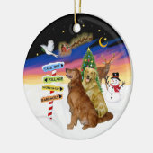 Kerstborden - Twee Golden Retrievers Keramisch Ornament (Links)
