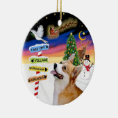 Kerstborden - Welsh Corgi (Pembroke) Keramisch Ornament (Rechts)
